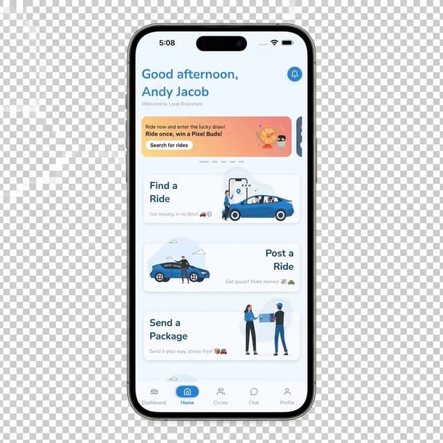 Loop Rideshare App on iPhone